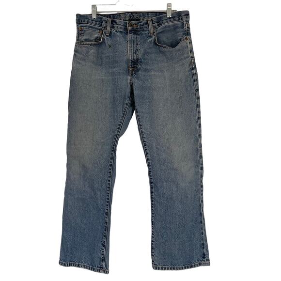 Eddie Bauer Button Fly Straight Leg Chill Out Blue Jeans Men's 34 x 30 - Picture 1 of 10